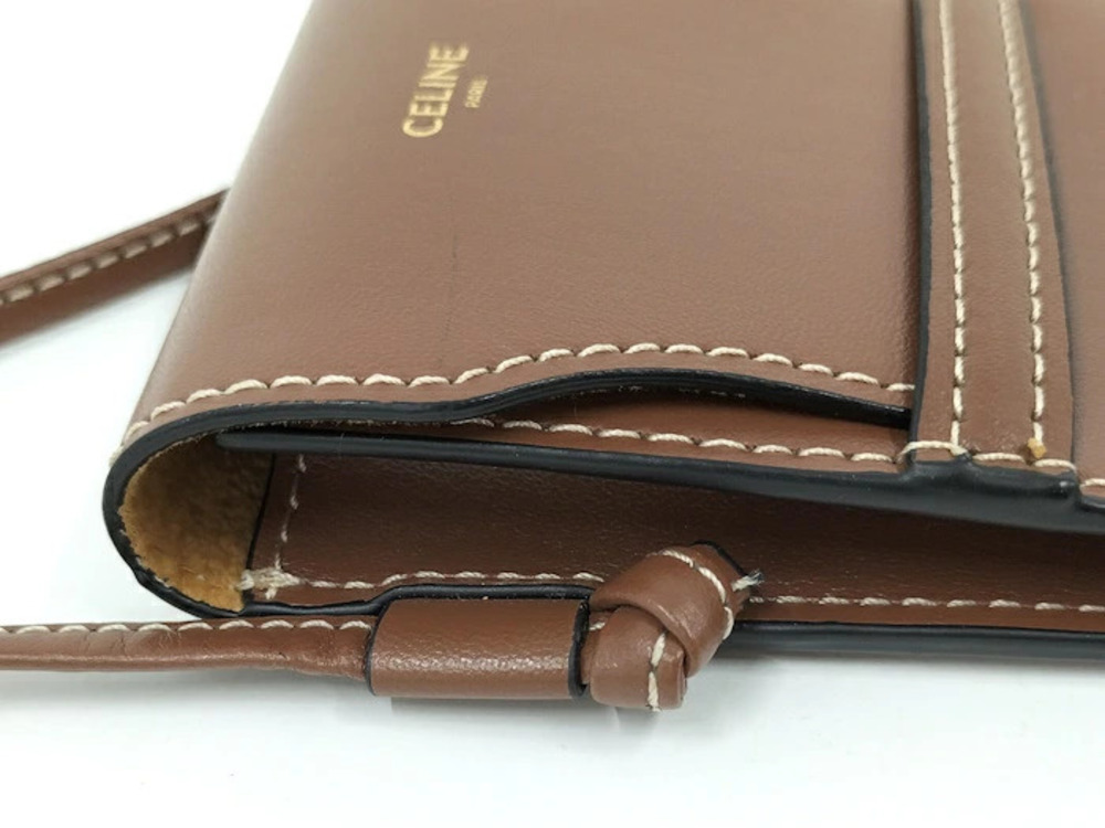 Celine Shoulder Bag Phone Case Leather Brown - Picture 6 of 10